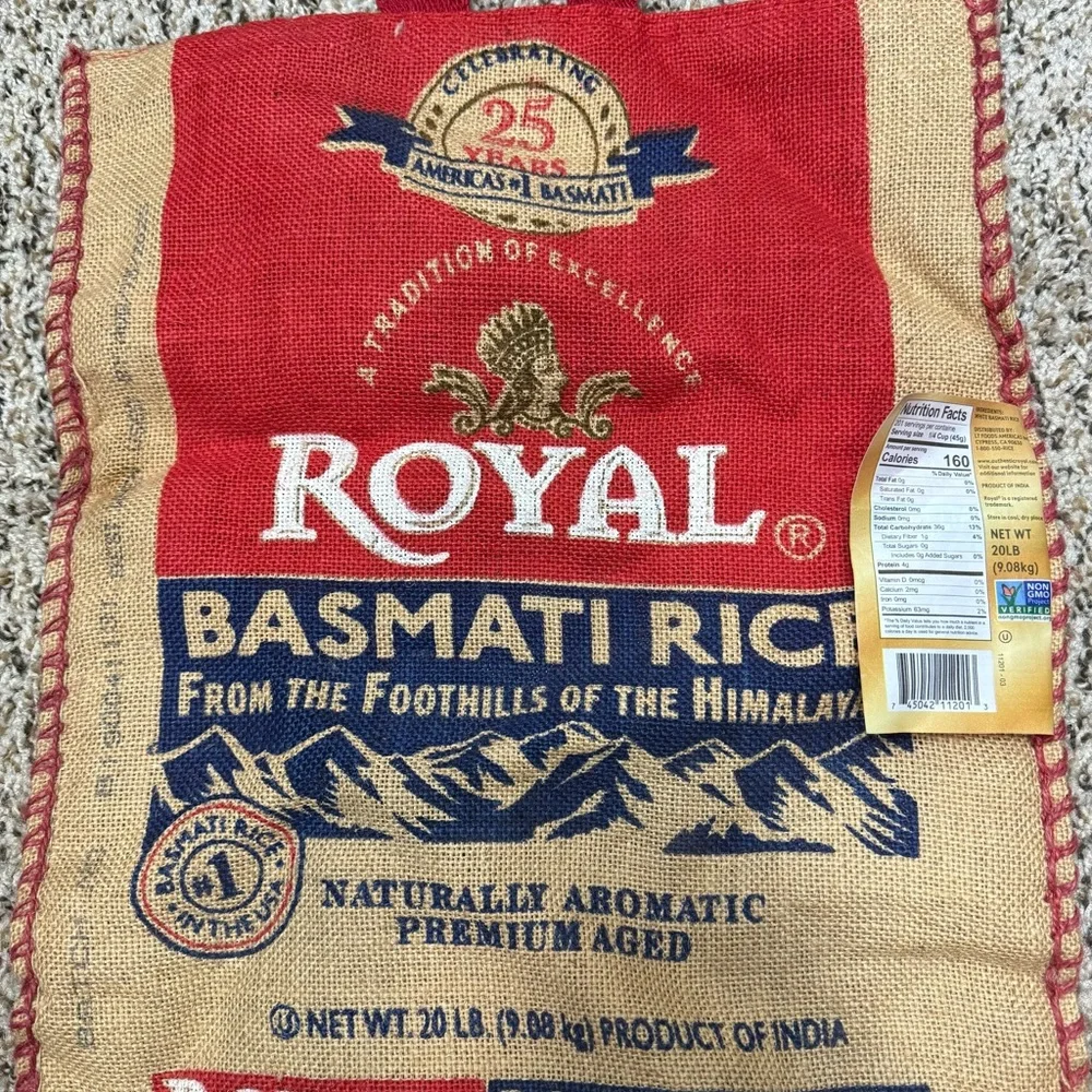 Royal Basmati Rice Burlap Tote Bag - Picture 2 of 5